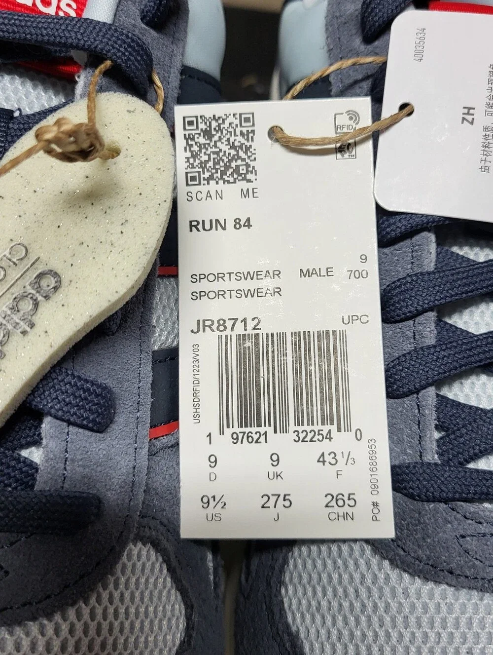 *NEW* Adidas Run 84 Navy/Gray/White/Red Running Shoes Size Men 9.5 Women 10.5